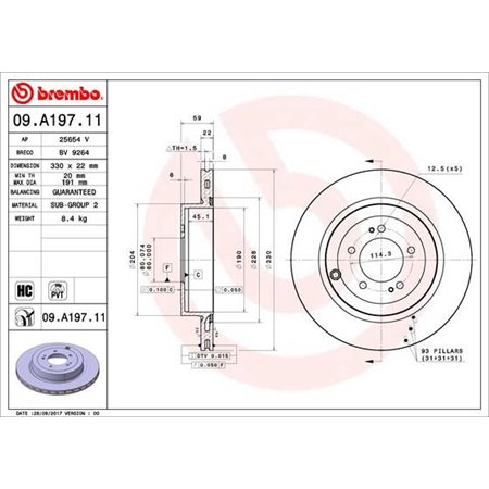 09.A197.11 Тормозной диск BREMBO