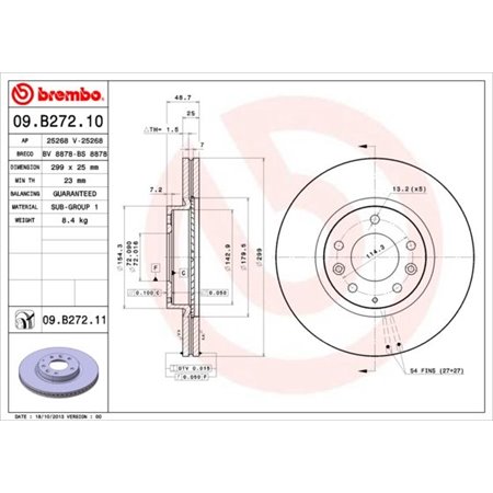 09.B272.10 Тормозной диск BREMBO