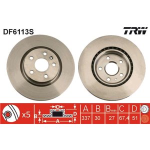 DF6113S Brake Disc TRW - Top1autovaruosad