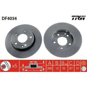 DF4034 Brake Disc TRW - Top1autovaruosad