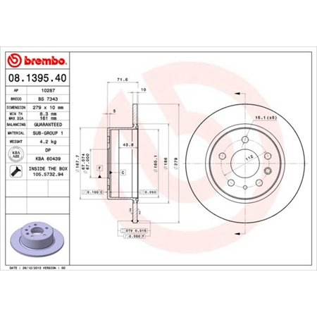 08.1395.40 Bromsskiva BREMBO