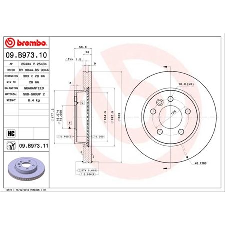 09.B973.11 Bromsskiva BREMBO