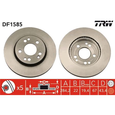 DF1585 Brake Disc TRW