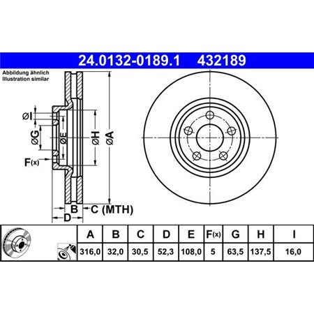 24.0132-0189.1 Brake Disc ATE