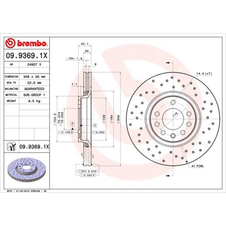 09.9369.1X Brake Disc BREMBO