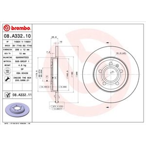 08.A332.11 Brake Disc BREMBO - Top1autovaruosad