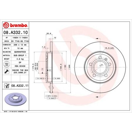 08.A332.11 Jarrulevy BREMBO