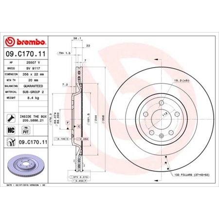 09.C170.11 Jarrulevy BREMBO