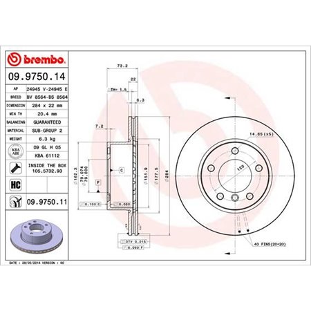 09.9750.11 Brake Disc BREMBO