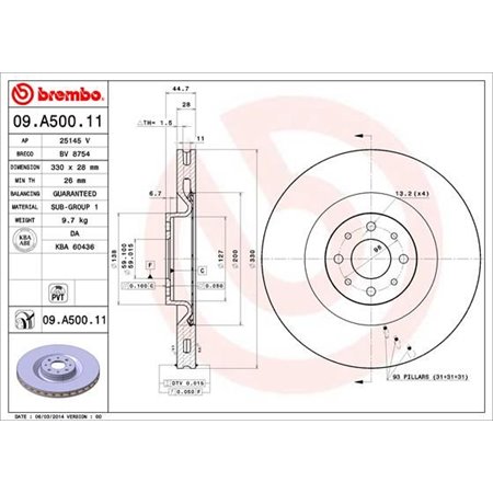 09.A500.11 Bromsskiva BREMBO