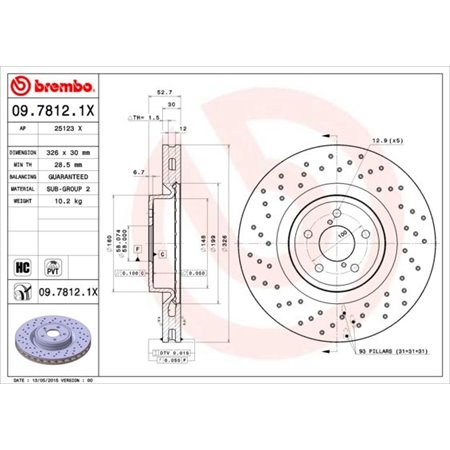 09.7812.1X Brake Disc BREMBO