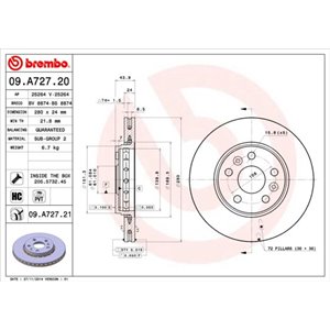 09.A727.21 Тормозной диск BREMBO     