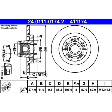 24.0111-0174.2 Brake Disc ATE