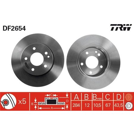 DF2654  Brake disc TRW 