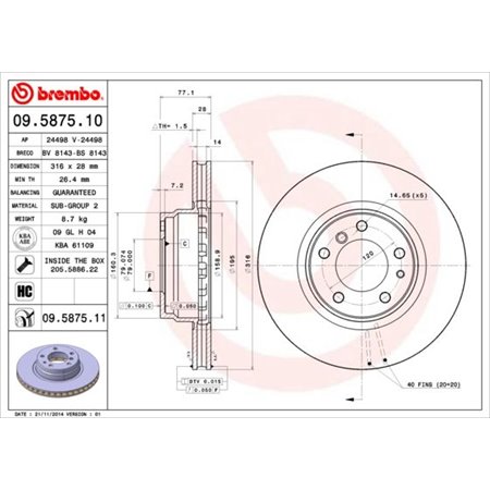 09.5875.11 Piduriketas BREMBO