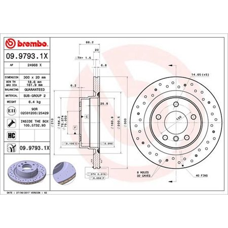 09.9793.1X Brake Disc BREMBO