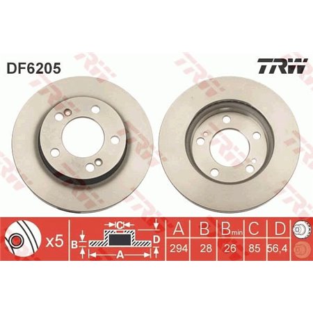 DF6205 Brake Disc TRW