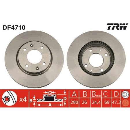 DF4710 Brake Disc TRW