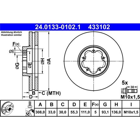 24.0133-0102.1 Bromsskiva ATE