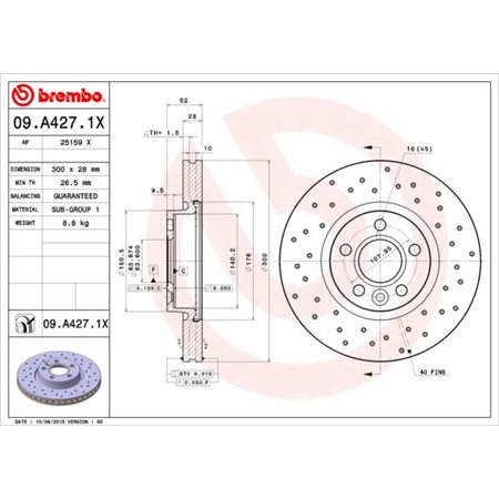 09.A427.1X Тормозной диск BREMBO