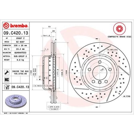 09.C420.13 Bromsskiva BREMBO