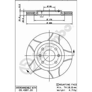 09.4987.76 Brake Disc BREMBO - Top1autovaruosad