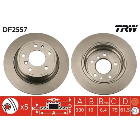 DF2557 Brake Disc TRW