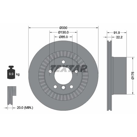 92261903  Brake disc TEXTAR 