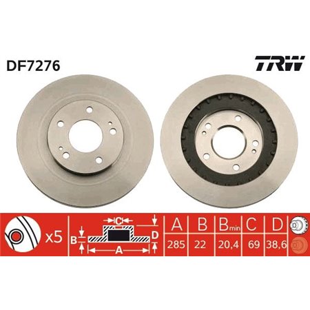 DF7276  Brake disc TRW 