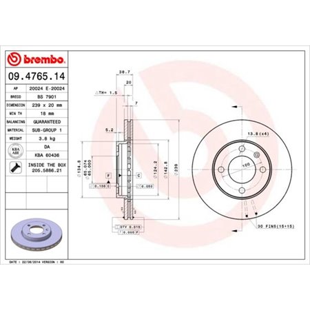 09.4765.14 Тормозной диск BREMBO