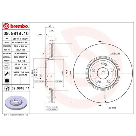 09.9818.11 Brake Disc BREMBO