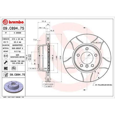 09.C894.75 Jarrulevy BREMBO