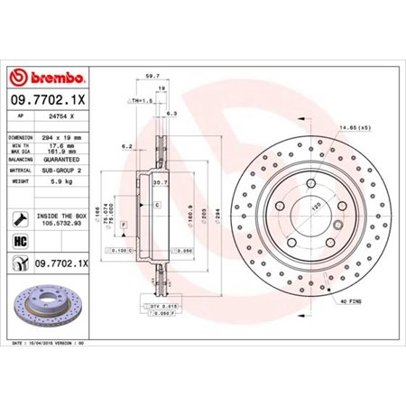 09.7702.1X Brake Disc BREMBO