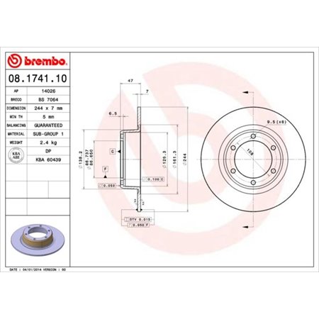 08.1741.10 Bromsskiva BREMBO