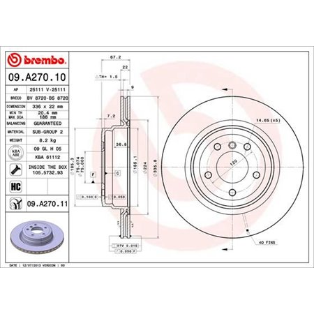 09.A270.11 Brake Disc BREMBO