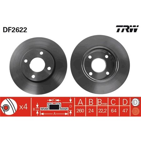 DF2622 Brake Disc TRW