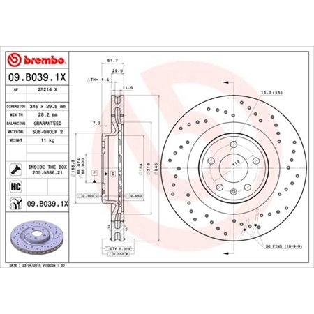 09.B039.1X Jarrulevy BREMBO