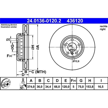 24.0136-0120.2 Bromsskiva ATE