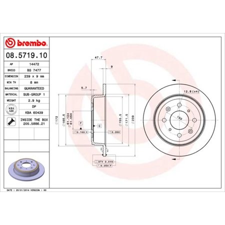 08.5719.10 Jarrulevy BREMBO