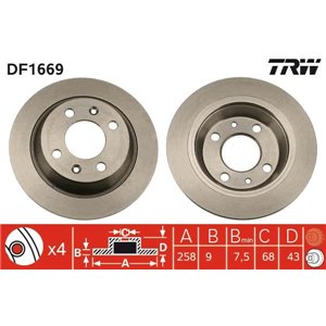 DF1669  Brake disc TRW 