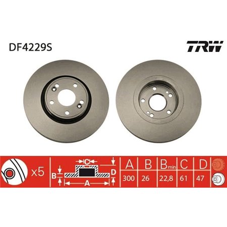 DF4229S  Brake disc TRW 