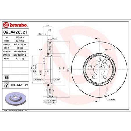 09.A426.21 Тормозной диск BREMBO