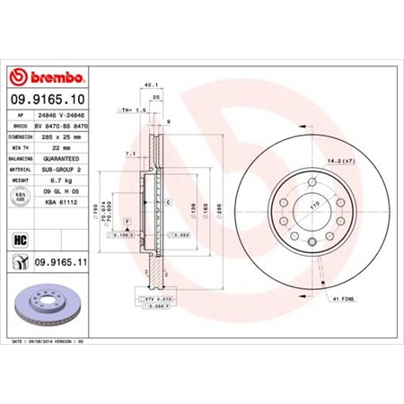 09.9165.11 Bromsskiva BREMBO