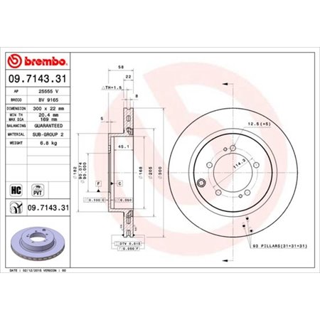 09.7143.31 Brake Disc BREMBO