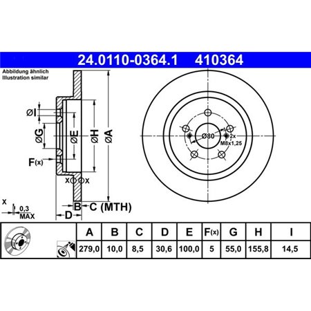 24.0110-0364.1 Тормозной диск ATE