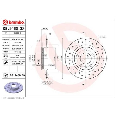 08.9460.3X Brake Disc BREMBO