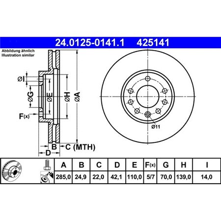 24.0125-0141.1 Bromsskiva ATE