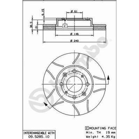 09.5285.75 Brake Disc BREMBO