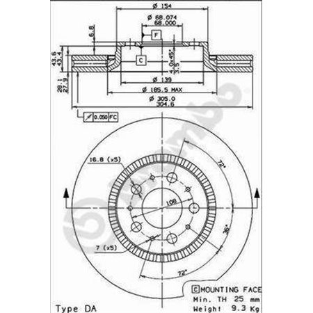 09.9130.75 Brake Disc BREMBO