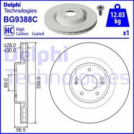 BG9388C Brake Disc DELPHI